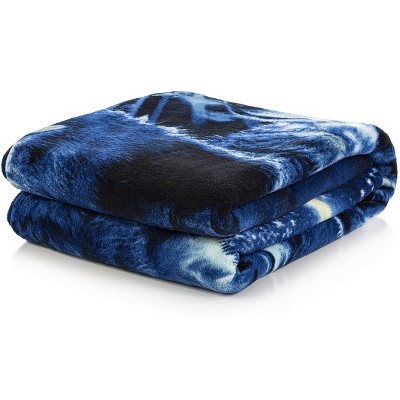 King Size Wolves Howling at the Moon Fleece Blanket