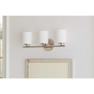 Brushed Nickel 3-Light Dimmable Bath Vanity Fixture
