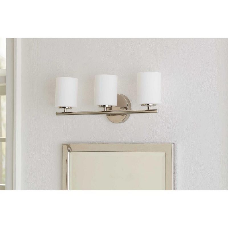 Progress Lighting Replay Collection 3-Light Bath Vanity, Polished Nickel, Shade Included, 4 of 6