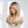 Jessie's Wig 26 Inch Long Blonde Wig with Bangs Layered Synthetic Hair Wig with Dark Roots for Women 1 Pc/Pack - 4 of 4