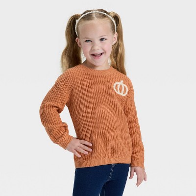 Toddler Girls' Halloween Pumpkin Sweater - Cat & Jack™ Orange