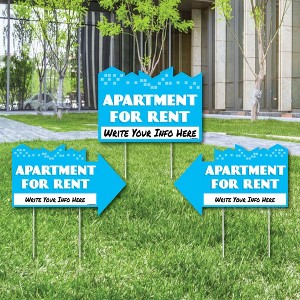 Big Dot of Happiness Apartment for Rent - Yard Sign with Stakes - Double Sided Outdoor Lawn Sign - Set of 3 - 1 of 4
