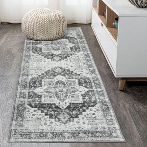Washable Soft Rug Vintage Distressed Rug Low Pile Thin Rug Non Slip Non Shedding Accent Throw Rug for Dining Room Bedroom - 1 of 4