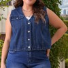 Agnes Orinda Women's Plus Size Sleeveless V Neck Button Down Casual Denim Vest - 2 of 4