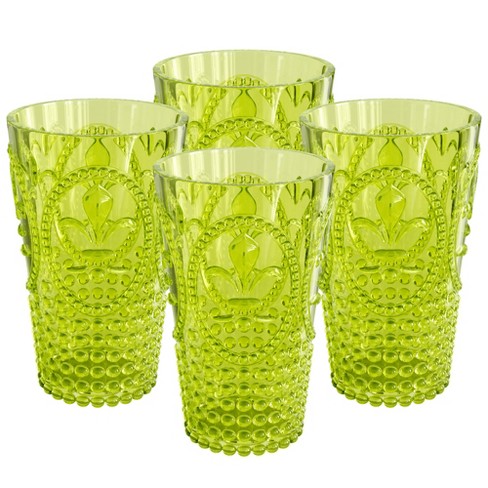 Elle Decor Acrylic 25 Ounce Plastic Water Tumblers, Set of 4 Drinking Cups,  Reusable, Shatterproof, and BPA-Free Beverage Drinking Glasses, Green