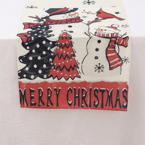 Unique Bargains Table Runner Rectangular Winter Christmas Pattern 7 Linen Colorful 1 Pc - 1 of 3