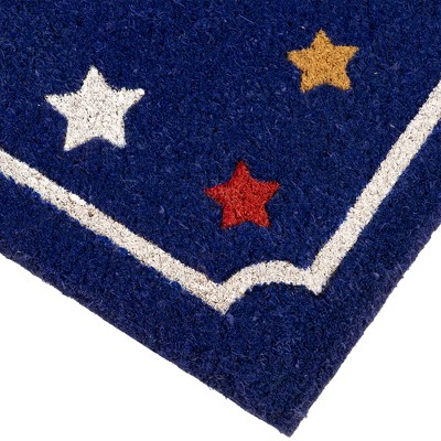 Patriotic Blue Coir Outdoor Doormat with Stars