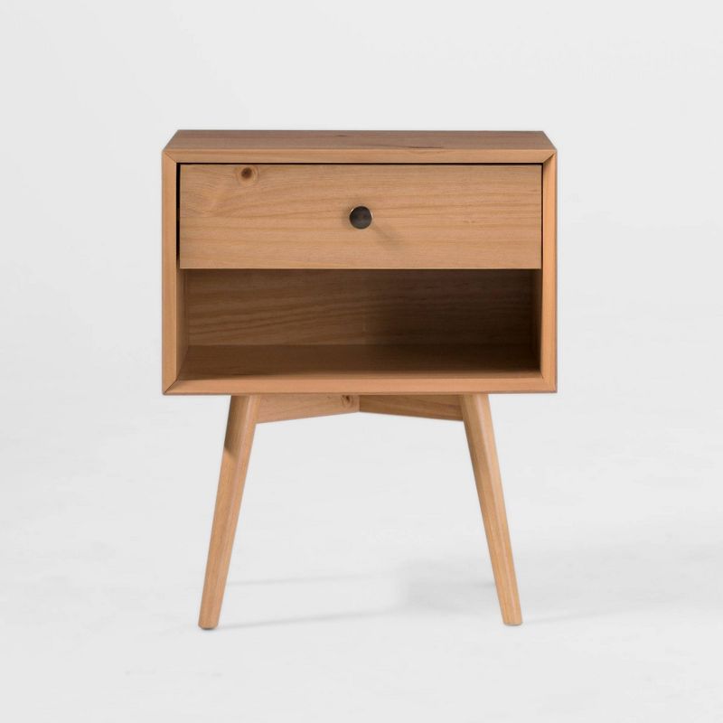 Greenberg 1 Drawer Mid-Century Modern Solid Wood Nightstand - Saracina Home, 3 of 20