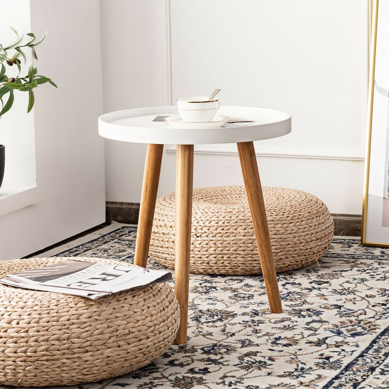 Tangkula Round Side Table Morden Wooden End Table W/Tray Sturdy Tripod Stand & Quality Metal Connectors, 3 of 10