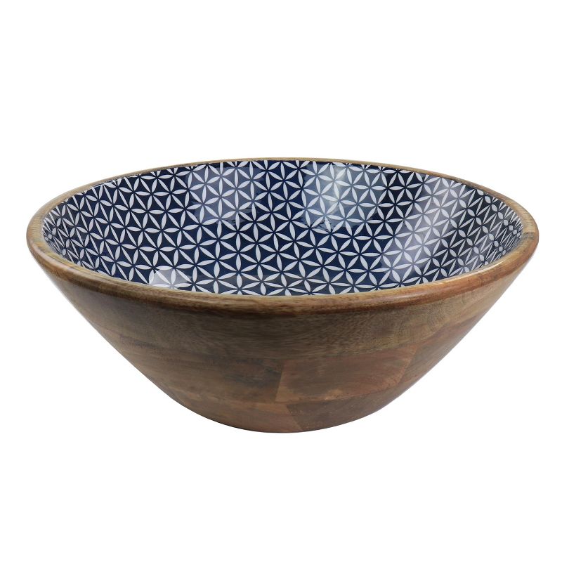 Large Mango Wood Serving Bowl in Five-Point Blue, 1 of 9