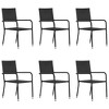 vidaXL Garden Dining Chair Set of 6 Black Poly Rattan, Steel - Black 6 - 2 of 4