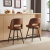 Karl Home Set Of 2 Brown PU Leather Bar Stools With Hollow Backrest, Iron Legs, Swivel - 4 of 4