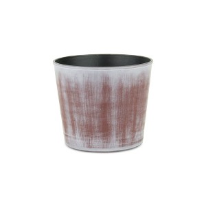 HomeRoots 6" Brown and Ivory Abstract Recycled Plastic Indoor Outdoor Round Nursery Pot - 1 of 3