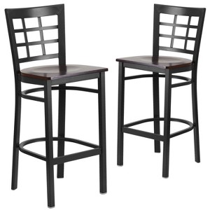 Emma and Oliver 2 Pack Window Back Metal Restaurant Barstool - 1 of 4