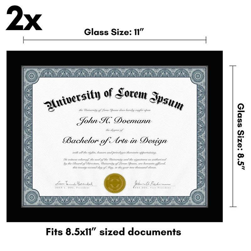 Americanflat Set of 2 Diploma Frame 8.5" x 11" with Table Stand - Black Wood and Glass, 2 of 7