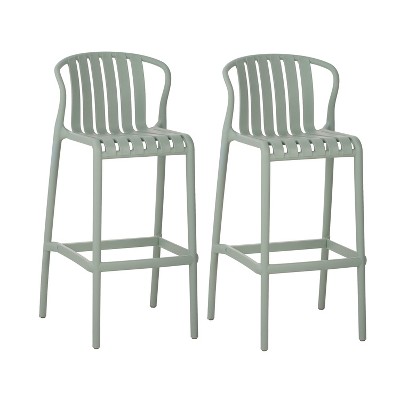 Christopher Knight Home Beth 29.5" H Outdoor Polypropylene Bar Stool with Perforated Slat Back(Set of 2)