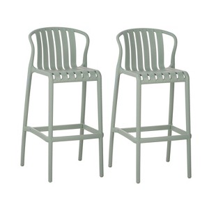 Christopher Knight Home Beth 29.5" H Outdoor Polypropylene Bar Stool with Perforated Slat Back(Set of 2) - 1 of 4