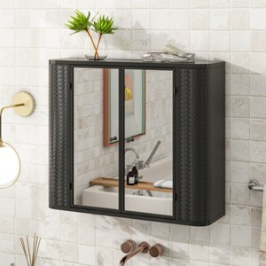 Wall-Mounted Bathroom Storage Cabinet with 2 Mirrored Doors and Interior Shelves for Over-the-Toilet Use-The Pop Home - 1 of 4