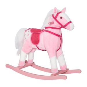 SEVOBAL Toy Vehicles Plush Ride On Rocking Pony with Realistic Sounds for Kids Fun and Development, Pink, 30.75"*11"*26.75" - 1 of 4