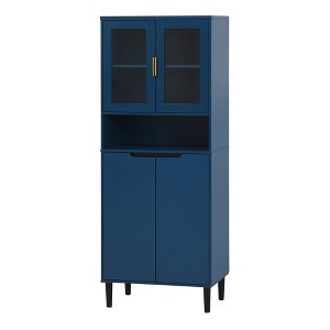 63" Tall Kitchen Pantry Cabinet, Buffet Cupboard Cabinet with Glass Doors, Freestanding Food Pantry Cabinet for Kitchen Living Room and Bathroom - 1 of 4