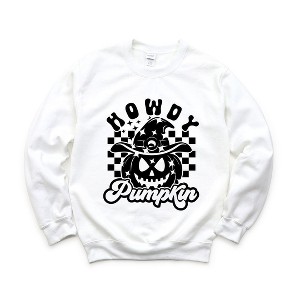 Simply Sage Market Women's Graphic Sweatshirt Howdy Pumpkin Checkered - 1 of 4