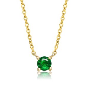 Guili 14K Yellow Gold Plated Necklace with Emerald Green Cubic Zirconia Stud- Adding a Regal and Sophisticated Sparkle to Any Elegant Look - 1 of 3