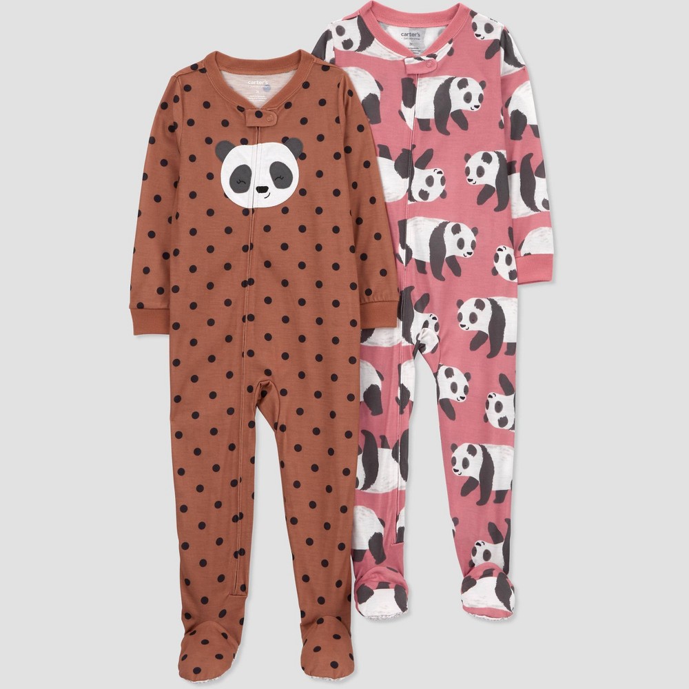 Photos - Other Textiles Carter's Just One You®️ Toddler Girls' Panda Bears Footed Pajamas - Brown/