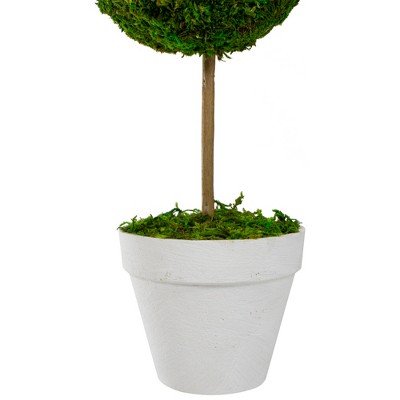 16" Green Plastic Moss Ball Outdoor Topiary Tree