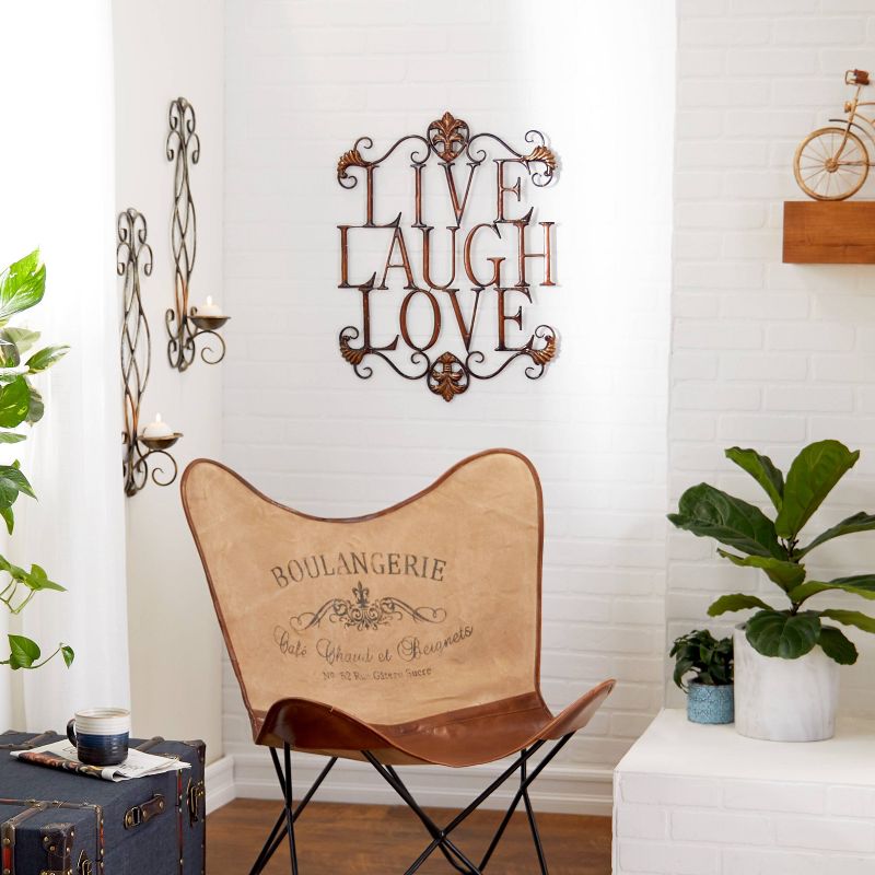 28&#34; x 21&#34; Traditional Metal Live Laugh Love Wall D&#233;cor Brown - Olivia &#38; May, 2 of 14
