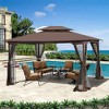 PAGED 13x10 Outdoor Patio Canopies and Gazebos with Ventilated Double Roof Mosquito Net, Detachable Mesh Screen, for Lawn, Garden, Brown Top - 2 of 4