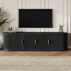Whisen Wooden TV Stand with Sliding Tambour Door & Golden Handle, Oval Fluted Design, Charging Station for TV up to 80" - 2 of 4
