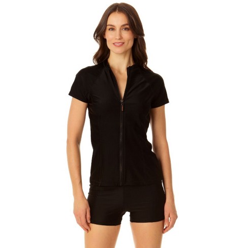 Coppersuit - Women's Short Sleeve Zip Front Rashguard Swimsuit Top : Target