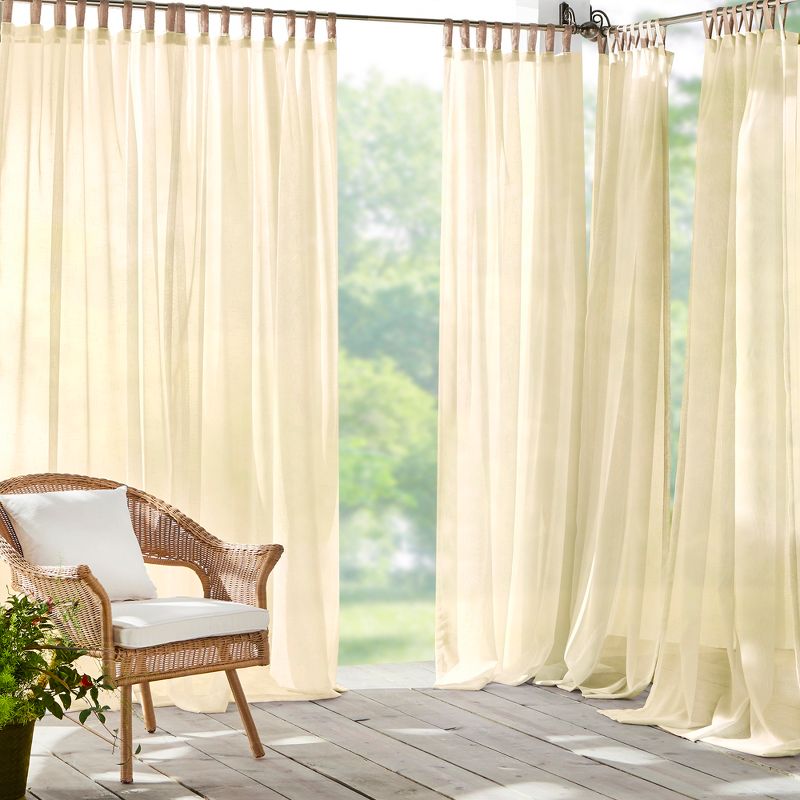 Darien Indoor/Outdoor Sheer Tab Top Single Window Curtain for Patio, Pergola, Porch, Cabana, Deck, Lanai - Elrene Home Fashions, 1 of 6