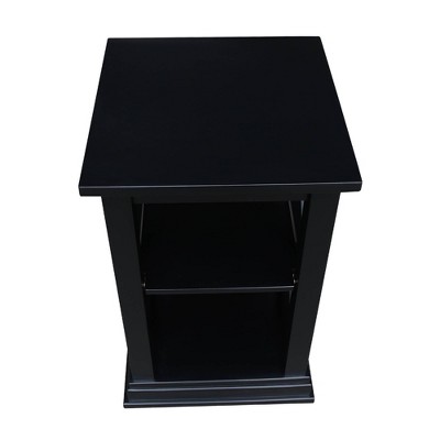 Elegant Hampton Solid Hardwood Accent Table with Shelves - Black