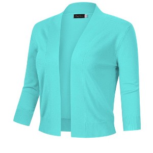Women’s 3/4 Sleeve Cropped Cardigan Sweaters Open Front Knit Short Bolero Shrugs - 1 of 4