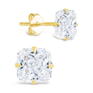 SHINE by Sterling Forever Sterling Silver Radiant Cut Prong Set Stud Earrings - 1 of 4