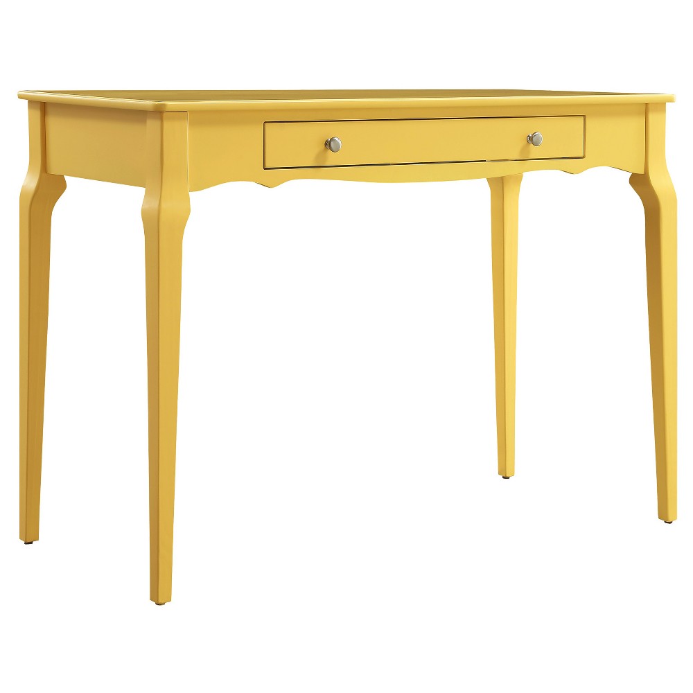 Photos - Office Desk Muriel Wood Writing Desk with Drawers Lemon - Inspire Q