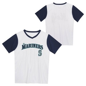 MLB Seattle Mariners Boys' Pinstripe Pullover Jersey - 1 of 3