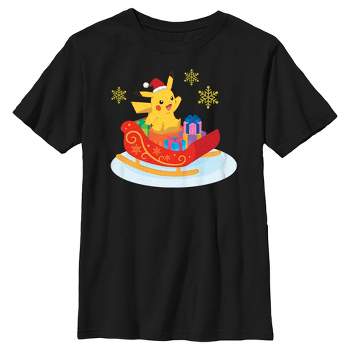 Boy's Pokemon Christmas Pikachu Sleigh T-Shirt