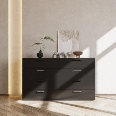 Image of KTMBDW Modern 8 Drawers Dresser for Bedroom, Wooden Dresser Chest of Drawers for Living Room, Bedroom, Black