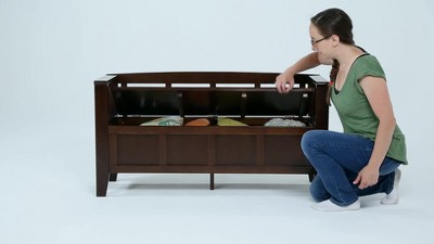 48" Light Brown Solid Wood Entryway Storage Bench