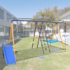 Sevobal Patio Swings 7 in 1 Metal Swing Set with Slide Climbing Net Gym Ring and Basket for Backyard Patio Garden, Multicolored, 159.7"*70.5"*79.5" - 3 of 4