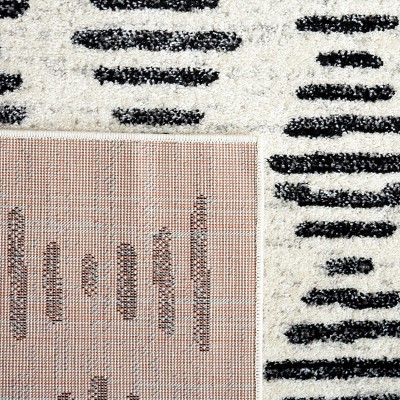 Tulum Ivory and Black 8' x 8' Square Synthetic Area Rug