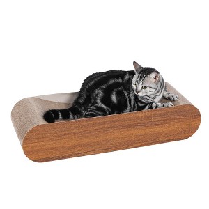 Gulches Cat Scratcher, Cardboard Lounge Bed, Bone Shape Design, Recyclable Corrugated Scratching Pad, Stable Furniture Protector, Reversible, Wood - 1 of 4