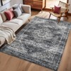 Washable Large Area Rug Non Slip Vintage Medallion Floor Cover Low Pile Ultra Soft Distressed Carpet Foldable Non Shedding Oriental Throw Rug - 2 of 4