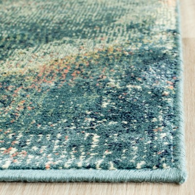 Light Blue Multi Abstract Wool Viscose Area Rug