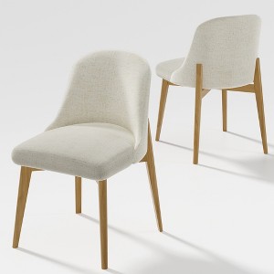 Dovelina Modern Dining Chair with Upholstery and Wooden Legs (Set of 2) - 1 of 4