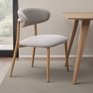 Royal Hampton Side Dining Chair Set of 2, Gray Boucle, Natural Brown Wood - 1 of 4