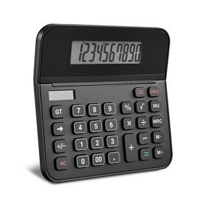 TRU RED Staples 10-Digit Battery/Solar Powered Basic Calculator Black (TR250/ST250-CC) - 1 of 4