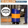 Acekool 1000LB Drum Dolly - 55 Gallon Barrel Cart w/ Brakes, 4 Swivel Casters, Industrial Caddy for Warehouse & Garage - 3 of 4